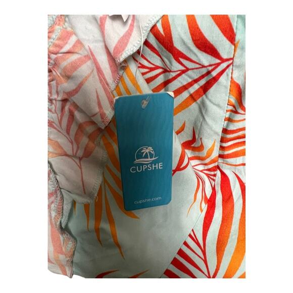 Cupshe Tropical Flutter Sleeve Romper Blue Orange Women's Size S Boho Summer - Picture 7 of 10